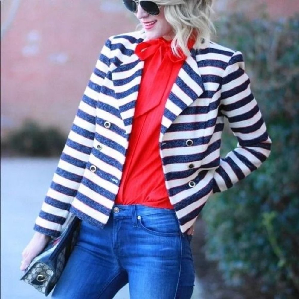 NEW CABI 5094 Cruise Jacket Nautical Stripe Double Breast Blazer 6 Tailored - Picture 12 of 12
